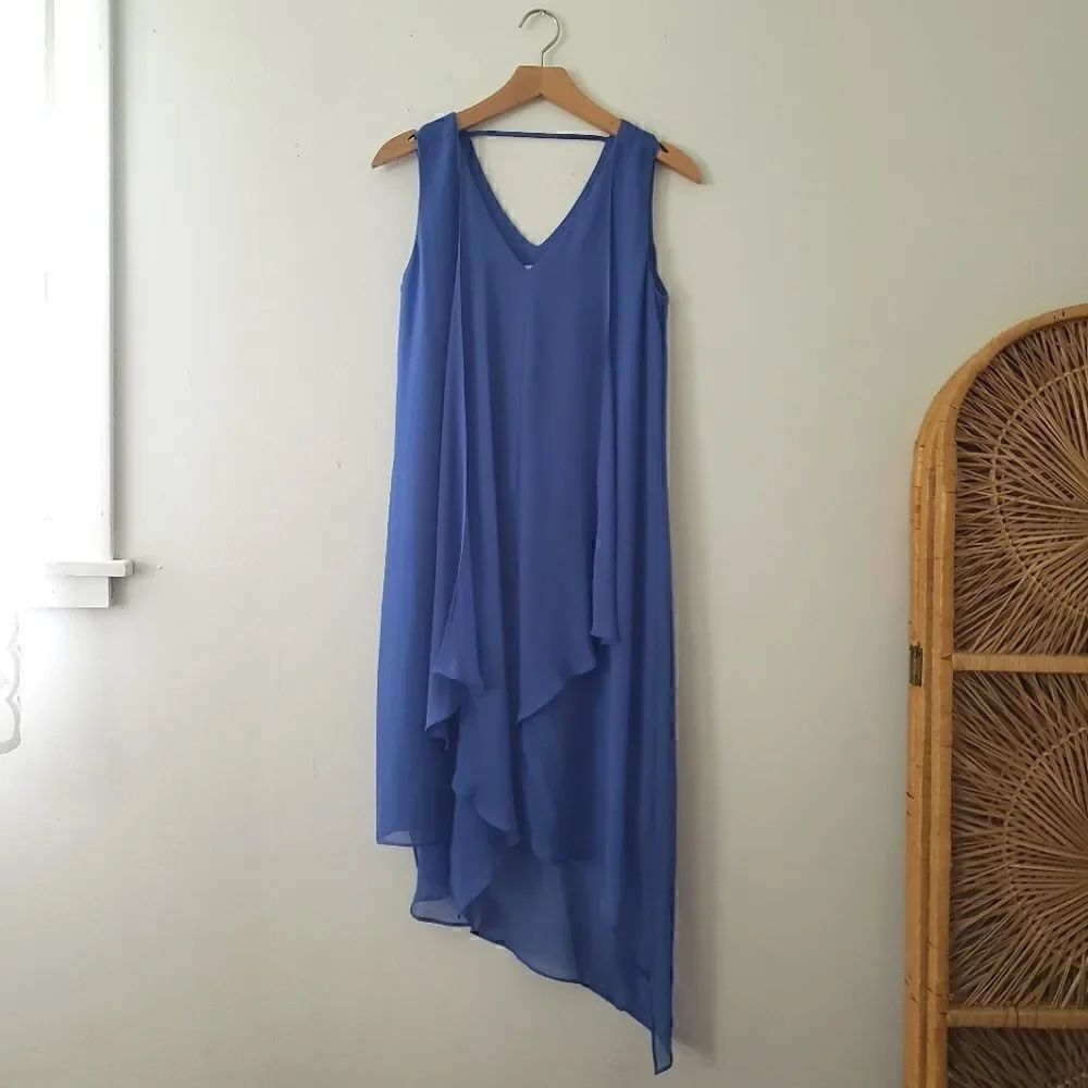 Chico's Dusty Blue Asymmetric Shift Dress 00 Small